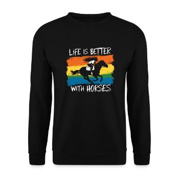 Horses make life more beautiful - Unisex Sweatshirt - black - Front - Alina (178cm) & Michal (187cm)