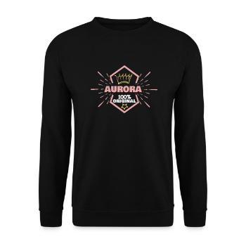 Geschenk für Aurora - Unisex Pullover - Schwarz - Vorne - Alina (178cm) & Michal (187cm)
