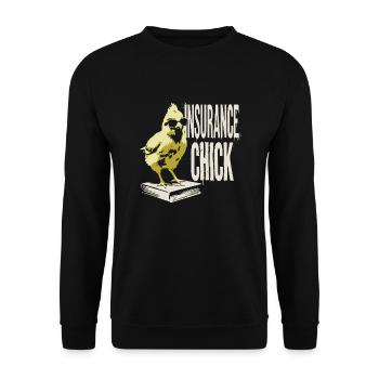 Selbstbewusstes Statement für Versicherungsfrauen - Unisex Pullover - Schwarz - Vorne - Alina (178cm) & Michal (187cm)