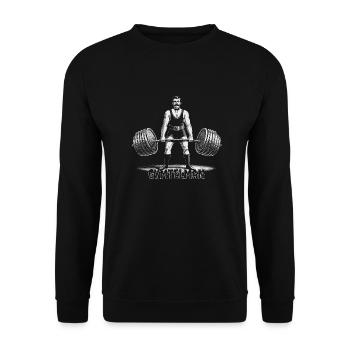 Gymtelman – Design rétro de l’homme fort - Sweat-shirt Unisexe - noir - Devant - Alina (178cm) & Michal (187cm)