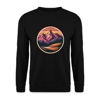 Retro Mountains Landscape - Unisex Sweatshirt - black - Front - Alina (178cm) & Michal (187cm)