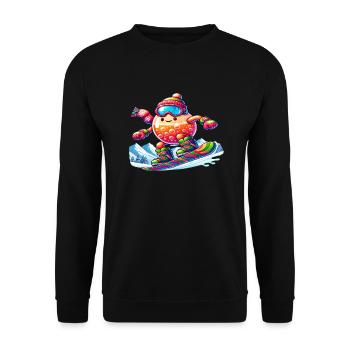 "Sprudelnder Snowboarder" - Unisex Pullover - Schwarz - Vorne - Alina (178cm) & Michal (187cm)