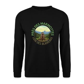 Montagnes Marmotte Nature - Sweat-shirt Unisexe - noir - Devant - Alina (178cm) & Michal (187cm)