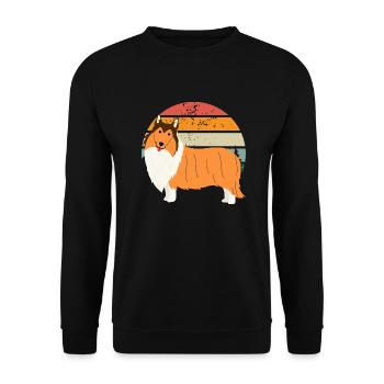 Border collie Retro sunset - Unisex Sweatshirt - black - Front - Alina (178cm) & Michal (187cm)