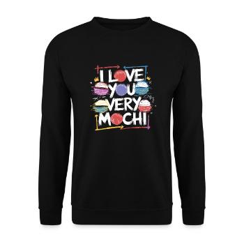 Süße Botschaft für Mochi Liebhaber - Unisex Pullover - Schwarz - Vorne - Alina (178cm) & Michal (187cm)