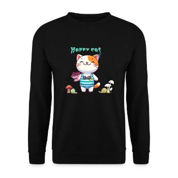Cute cat - Unisex Pullover - Schwarz - Vorne - Alina (178cm) & Michal (187cm)