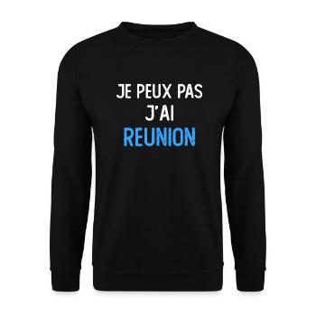 Je peux pas jai reunion - Sweat-shirt Unisexe - noir - Devant - Alina (178cm) & Michal (187cm)