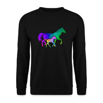Mare with foal - Unisex Sweatshirt - black - Front - Alina (178cm) & Michal (187cm)
