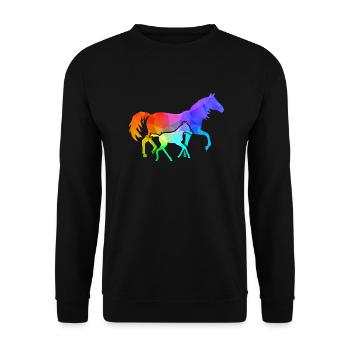 Mare with foal - Unisex Sweatshirt - black - Front - Alina (178cm) & Michal (187cm)