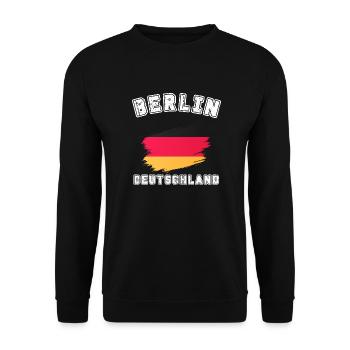 Berlin, Allemagne - Coup de pinceau Flag Design - Sweat-shirt Unisexe - noir - Devant - Alina (178cm) & Michal (187cm)