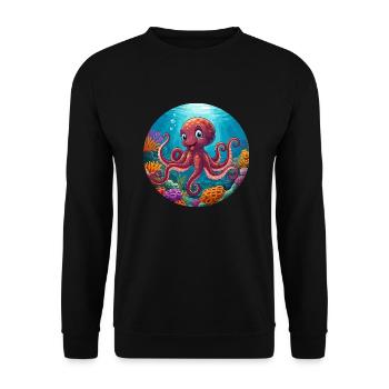 Octopus in coral - Unisex Sweatshirt - black - Front - Alina (178cm) & Michal (187cm)