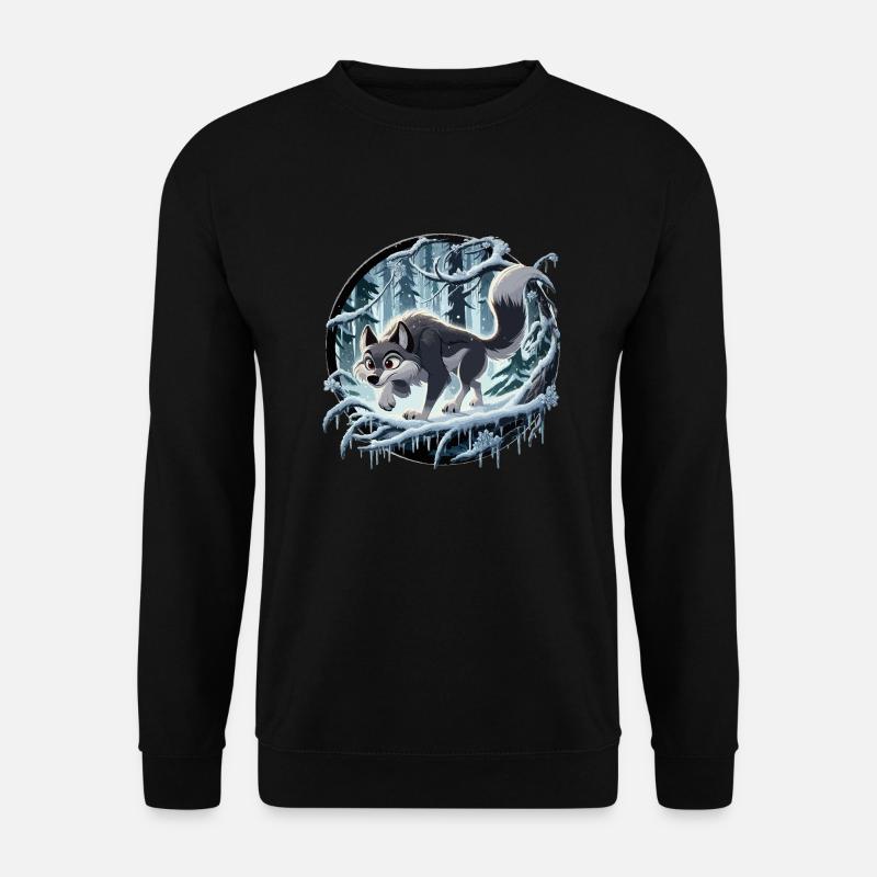 Wolf im eisigen Wald - Unisex Pullover - Schwarz