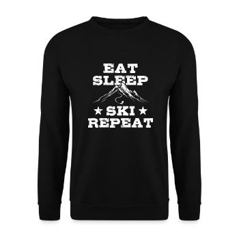 Eat Sleep Ski Repeat - Ski - Ski - Unisex Sweatshirt - black - Front - Alina (178cm) & Michal (187cm)