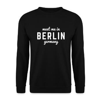 Berlin Deutschland Fan Flagge Design T Shirt - Unisex Pullover - Schwarz - Vorne - Alina (178cm) & Michal (187cm)