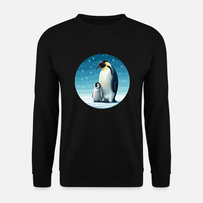 Emperor penguin with child - Unisex Sweatshirt - black
