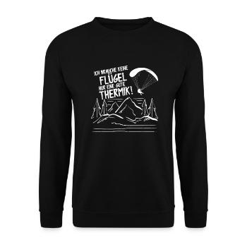 Ich Brauche Keine Flügel Nur Eine Gute Thermik - Unisex Pullover - Schwarz - Vorne - Alina (178cm) & Michal (187cm)