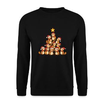 Eichhörnchen Weihnachten Christbaum - Unisex Pullover - Schwarz - Vorne - Alina (178cm) & Michal (187cm)