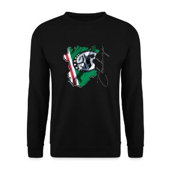 (RU) Tschetschenien Flagge in eigener Landkarte EN - Unisex Pullover - Schwarz - Vorne - Alina (178cm) & Michal (187cm)