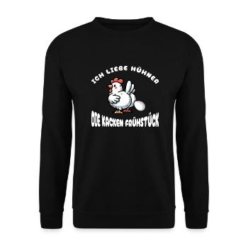 Funny I Love Chickens Breakfast Egg Design - Unisex Sweatshirt - black - Front - Alina (178cm) & Michal (187cm)