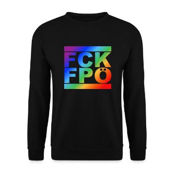 FCK FPÖ - LGBTQ - Zeichen setzen gegen Rechts - Unisex Pullover - Schwarz - Vorne - Alina (178cm) & Michal (187cm)