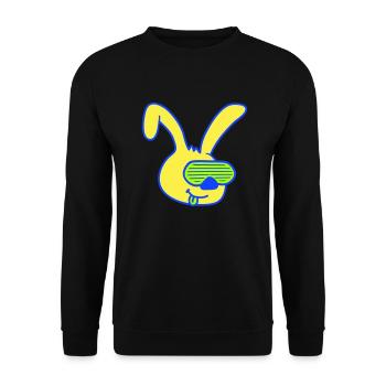 Hase Sonnenbrille Rillen Streifen Party feiern Fun - Unisex Pullover - Schwarz - Vorne - Alina (178cm) & Michal (187cm)