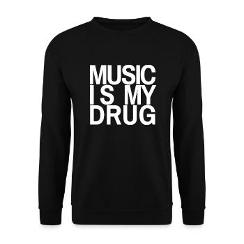 Musik ist meine Droge - Unisex Pullover - Schwarz - Vorne - Alina (178cm) & Michal (187cm)