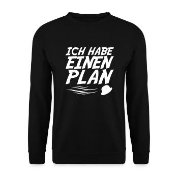 ich habe einen Plan DDR Nostalgie Geschenk - Unisex Pullover - Schwarz - Vorne - Alina (178cm) & Michal (187cm)