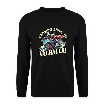 Carving Lines To Valhalla Viking Snowboard Odin - Unisex Pullover - Schwarz - Vorne - Alina (178cm) & Michal (187cm)