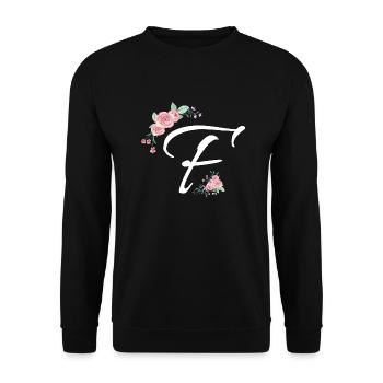 Buchstabe f Blumen - Unisex Pullover - Schwarz - Vorne - Alina (178cm) & Michal (187cm)