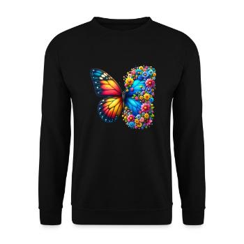 Bunter Schmetterling, von der Natur inspirierte Sommerstimmungen - Unisex Pullover - Schwarz - Vorne - Alina (178cm) & Michal (187cm)