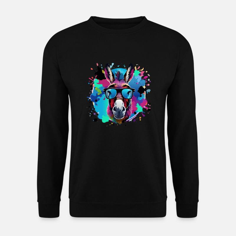 Esel,graffiti ,malerei , bunt,Nerd - Unisex Pullover - Schwarz