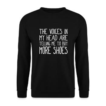 The Voice in my head tell me to buy more shoes - Unisex Pullover - Schwarz - Vorne - Alina (178cm) & Michal (187cm)