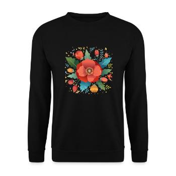 poppy,poppy,flower,bouquet,flower - Unisex Sweatshirt - black - Front - Alina (178cm) & Michal (187cm)