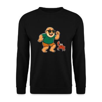 cheerful grandpa with crab - Unisex Sweatshirt - black - Front - Alina (178cm) & Michal (187cm)