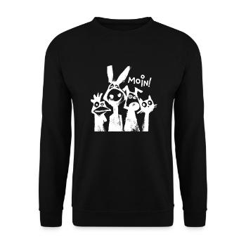 Stadtmusikanten "Moin" - Unisex Pullover - Schwarz - Vorne - Alina (178cm) & Michal (187cm)