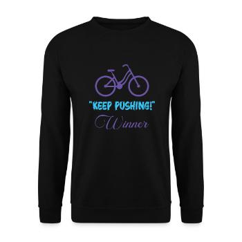 Keep Pushing – Symbolic Bike-Inspired Design - Unisex Sweatshirt - black - Front - Alina (178cm) & Michal (187cm)