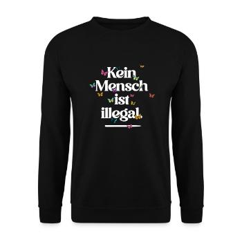 PERSONNE N’EST ILLÉGAL - L’Original - Sweat-shirt Unisexe - noir - Devant - Alina (178cm) & Michal (187cm)