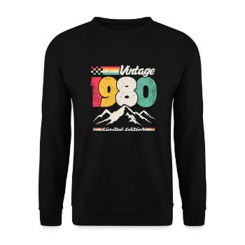 Vintage Limitierte Auflage 1980 - Unisex Pullover - Schwarz - Vorne - Alina (178cm) & Michal (187cm)