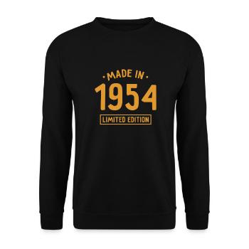 Made in 1954 - Limited Edition - Geburtsjahr - Unisex Pullover - Schwarz - Vorne - Alina (178cm) & Michal (187cm)