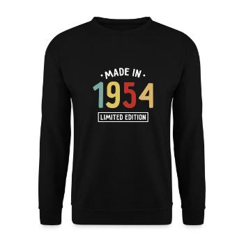 Made in 1954 - Limited Edition - Geburtsjahr - Unisex Pullover - Schwarz - Vorne - Alina (178cm) & Michal (187cm)