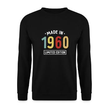 Made in 1960 - Limited Edition - Geburtsjahr - Unisex Pullover - Schwarz - Vorne - Alina (178cm) & Michal (187cm)
