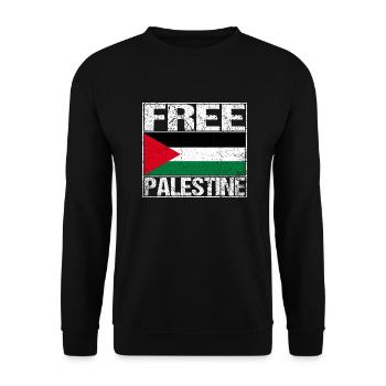 Free Palestine Flagge - Unisex Pullover - Schwarz - Vorne - Alina (178cm) & Michal (187cm)