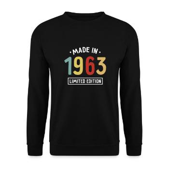 Fabriqué en 1963 - Edition limitée - Année de naissance - Sweat-shirt Unisexe - noir - Devant - Alina (178cm) & Michal (187cm)