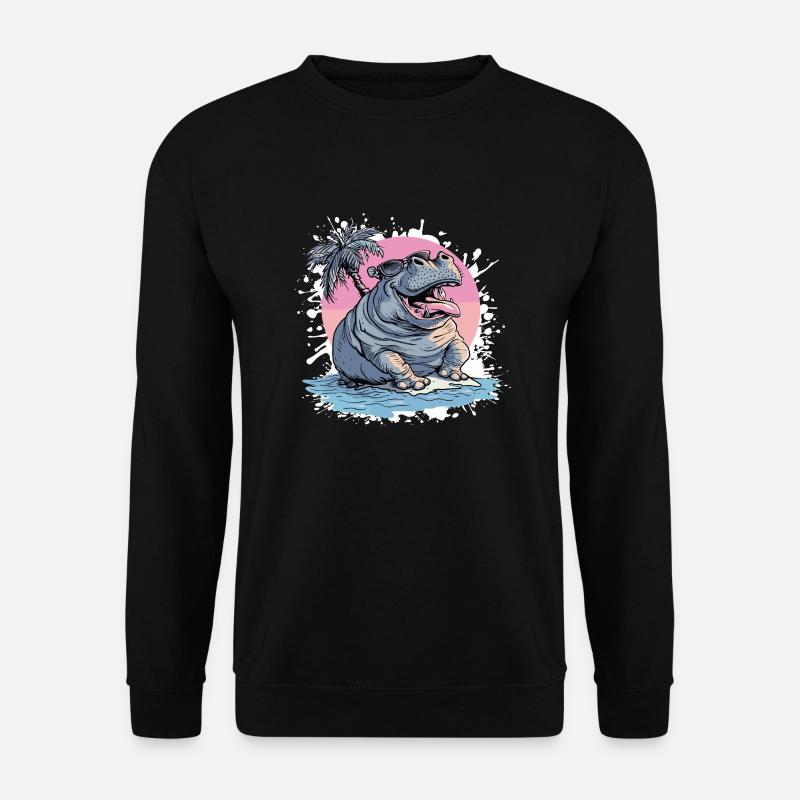 Hippopotame Palmier de l’île - Sweat-shirt Unisexe - noir