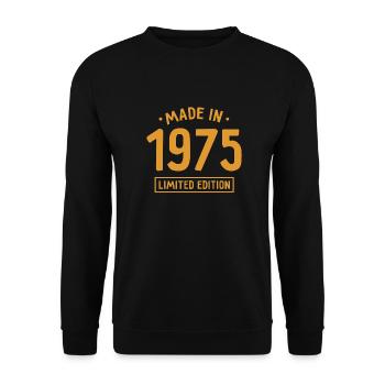 Made in 1975 - Limited Edition - Geburtsjahr - Unisex Pullover - Schwarz - Vorne - Alina (178cm) & Michal (187cm)