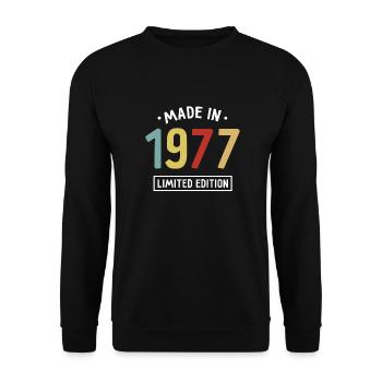 Fabriqué en 1977 - Edition limitée - Année de naissance - Sweat-shirt Unisexe - noir - Devant - Alina (178cm) & Michal (187cm)