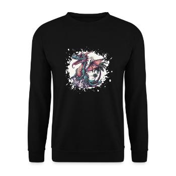 Dragon Summer Holiday - Unisex Sweatshirt - black - Front - Alina (178cm) & Michal (187cm)