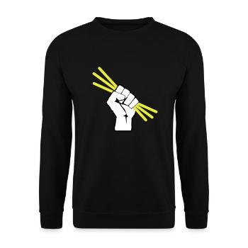 Leuchtstäbchen - Knicklicht - Faust - Unisex Pullover - Schwarz - Vorne - Alina (178cm) & Michal (187cm)