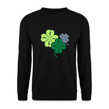 Glücks Kleeblatt - Geschenk zum Geburtstag - Unisex Pullover - Schwarz - Vorne - Alina (178cm) & Michal (187cm)
