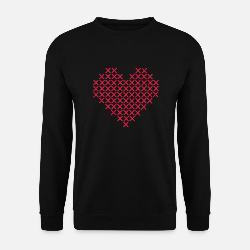 Kreuzstichherz - Unisex Pullover - Schwarz